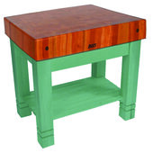  Homestead Block Work Table w/ 5'' Thick American Cherry End Grain Top and Basil Base, 36'' W x 24'' D x 34'' H