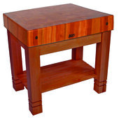  Homestead Block Work Table w/ 5'' Thick American Cherry End Grain Top and Warm Cherry Base, 36'' W x 24'' D x 34'' H