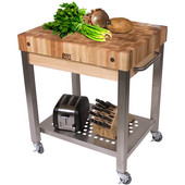  Cucina Technica Butcher Block Cart, 24'' or 30'', Available with 4'' Thick Maple End Grain Butcher Block Top
