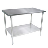  ST6-GS Series 16-Gauge Stainless Steel Flat Top Stallion Work Table 144'' W x 30'' D with Galvanized Legs and Adjustable Shelf, Knocked Down