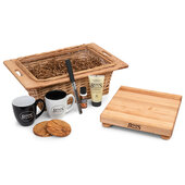 Coffee Companion Basket Gift Pack, 9-Piece with B12S Northern Hard Rock Maple Cutting Board with Bun Feet