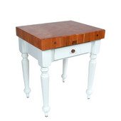  Cucina Rustica Kitchen Island with 4'' Thick Cherry End Grain Top, Alabaster, 30'' W, 1 Drawer