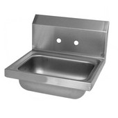  Pro Bowl Fabricated Space Saver Wall Mount Hand Sink, Stainless Steel, Splash Mount Faucet Holes with 4'' On-Center Spread (Faucet Not Included), 14''W x 10''D x 5''H Bowl, 3-1/2'' Drain