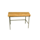  Baker's Production Table, Stainless Steel Frame, includes 4 Legs, with 2-1/4'' Thick Hard Rock Maple Wood Top, Penetrating Oil Finish, Different Sizes Available