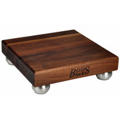  Gift Collection Square Cutting Board 9'' L x 9'' W x 1-1/2'' with Stainless Steel Bun Feet, Walnut Edge Grain, Sold Individually or in a Set