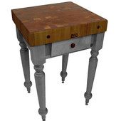  Cucina Rustica Kitchen Island with 4'' Thick Walnut End Grain Top, Slate Gray, 30'' W, 1 Drawer