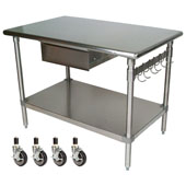  Cucina Forte Stainless Steel Work Table with Casters, 48'' W x 24'' D x 36''H