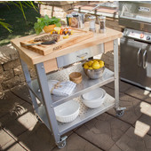  Cucina Elegante Kitchen Cart with Drawer, Maple Top, No Drop Leaf, 30-3/4'' W