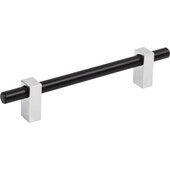  Larkin Collection Cabinet Bar Pull in Matte Black with Polished Chrome, 7-3/8'' W x 1-7/16'' D, Center to Center: 128mm (5-1/16'')