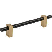  Larkin Collection Cabinet Bar Pull in Matte Black with Satin Bronze, 7-3/8'' W x 1-7/16'' D, Center to Center: 128mm (5-1/16'')