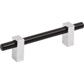  Larkin Collection Cabinet Bar Pull in Matte Black with Polished Chrome, 6-1/8'' W x 1-7/16'' D, Center to Center: 96mm (3-3/4'')