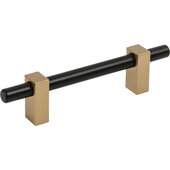  Larkin Collection Cabinet Bar Pull in Matte Black with Satin Bronze, 6-1/8'' W x 1-7/16'' D, Center to Center: 96mm (3-3/4'')