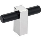  Larkin Collection T-Knob in Matte Black with Polished Chrome, 2-3/8'' W x 1-7/16'' D