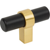  Key Grande Collection 2'' W Cabinet ''T'' Knob in Matte Black with Brushed Gold