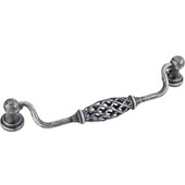  Tuscany Collection 7-3/16'' W Birdcage Cabinet Bail Pull with Backplates in Distressed Antique Silver