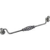  Tuscany Collection 9-3/4'' W Birdcage Cabinet Bail Pull with Backplates in Distressed Antique Silver