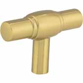 Hayworth Cabinet ''T'' Knob in Brushed Gold, 2'' W