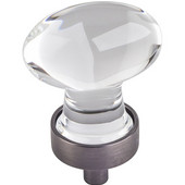  Harlow Collection 1-1/4'' Diameter Small Glass Oval Football Decorative Cabinet Knob in Brushed Pewter