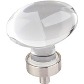  Harlow Collection 1-5/8'' Diameter Large Glass Oval Football Decorative Cabinet Knob in Satin Nickel