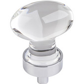  Harlow Collection 1-1/4'' Diameter Small Glass Oval Football Decorative Cabinet Knob in Polished Chrome