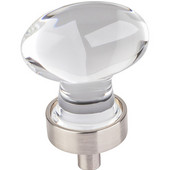  Harlow Collection 1-1/4'' Diameter Small Glass Oval Football Decorative Cabinet Knob in Satin Nickel