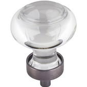  Harlow Collection 1-7/16'' Diameter Small Glass Button Decorative Cabinet Knob in Brushed Pewter