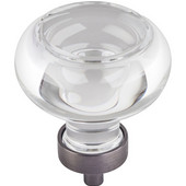  Harlow Collection 1-3/4'' Diameter Large Glass Button Decorative Cabinet Knob in Brushed Pewter