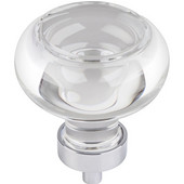  Harlow Collection 1-3/4'' Diameter Large Glass Button Decorative Cabinet Knob in Polished Chrome