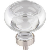  Harlow Collection 1-3/4'' Diameter Large Glass Button Decorative Cabinet Knob in Satin Nickel