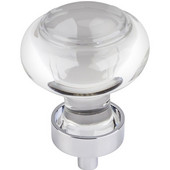  Harlow Collection 1-7/16'' Diameter Small Glass Button Decorative Cabinet Knob in Polished Chrome