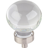  Harlow Collection 1-3/8'' Diameter Large Glass Sphere Decorative Cabinet Knob in Satin Nickel