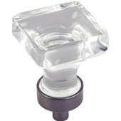  Harlow Collection 1'' W Small Glass Square Decorative Cabinet Knob in Brushed Oil Rubbed Bronze