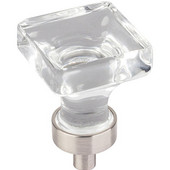  Harlow Collection 1'' W Small Glass Square Decorative Cabinet Knob in Satin Nickel