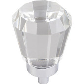  Harlow Collection 1'' Diameter Small Glass Tapered Decorative Cabinet Knob in Polished Chrome