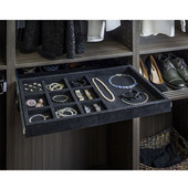  Jewelry Organizer Drawer Kit with 10 Compartments & Ring Insert & Dura-Close Soft Close Slides, Black Felt, 23-7/8''W x 14''D x 2''H
