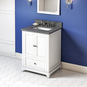  24'' W White Addington Single Vanity Cabinet Base with Boulder Cultured Marble Vanity Top and Undermount Rectangle Bowl
