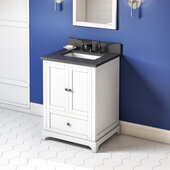  24'' White Addington Vanity, Grey Quartz Vanity Top, with Undermount Rectangle Sink, 25'' W x 22'' D x 35-3/4'' H