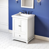  24'' White Addington Vanity, Lavante Cultured Marble Vessel Vanity Top, with Integrated Rectangle Sink, 25'' W x 22'' D x 37-1/2'' H
