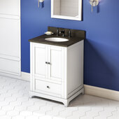  24'' White Addington Vanity, Blue Limestone Vanity Top, with Undermount Oval Sink, 25'' W x 22'' D x 36'' H