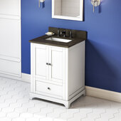  24'' White Addington Vanity, Blue Limestone Vanity Top, with Undermount Rectangle Sink, 25'' W x 22'' D x 36'' H
