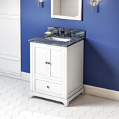  24'' White Addington Vanity, Grey Marble Vanity Top, with Undermount Rectangle Sink, 25'' W x 22'' D x 35-3/4'' H
