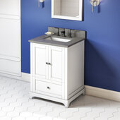  24'' White Addington Vanity, Steel Grey Cultured Marble Vanity Top, with Undermount Rectangle Sink, 25'' W x 22'' D x 36'' H
