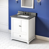  30'' W White Addington Single Vanity Cabinet Base with Boulder Cultured Marble Vanity Top and Undermount Rectangle Bowl