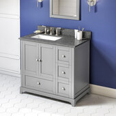  36'' W Grey Addington Single Vanity Cabinet Base with Left Offset, Boulder Vanity Cultured Marble Vanity Top, and Undermount Rectangle Bowl