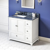  36'' White Addington Vanity, Left Offset, Grey Marble Vanity Top, with Undermount Rectangle Sink, 37'' W x 22'' D x 35-3/4'' H