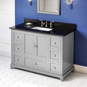  48'' W Grey Addington Single Vanity Cabinet Base with Black Granite Vanity Top and Undermount Rectangle Bowl