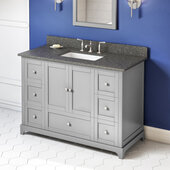  48'' W Grey Addington Single Vanity Cabinet Base with Boulder Cultured Marble Vanity Top and Undermount Rectangle Bowl