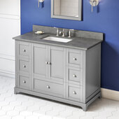  48'' W Grey Addington Single Vanity Cabinet Base with Steel Grey Cultured Marble Vanity Top and Undermount Rectangle Bowl