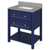  30'' W Hale Blue Adler Vanity Cabinet Base with Boulder Cultured Marble Vanity Top and Undermount Rectangle Bowl