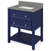  30'' W Hale Blue Adler Vanity Cabinet Base with Steel Grey Cultured Marble Vanity Top and Undermount Rectangle Bowl